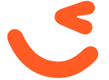 Ikon fra Vipps som symboliserer smil og blinking i oransje farge